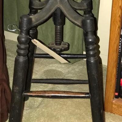 Old stool with metal turner