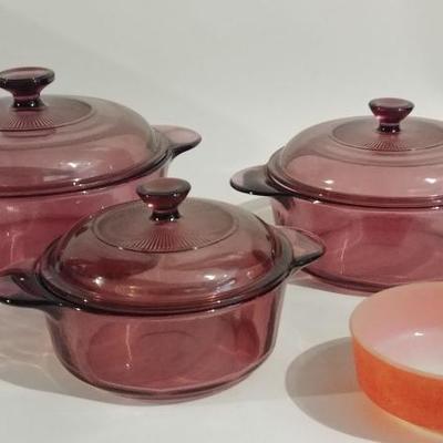 Vision Cranberry Corning Ware & Fire King  http://www.ctonlineauctions.com/detail.asp?id=671786