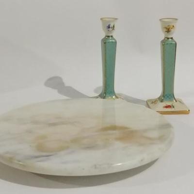  Marble Lazy Susan and Pair of Candle Holders  http://www.ctonlineauctions.com/detail.asp?id=671781