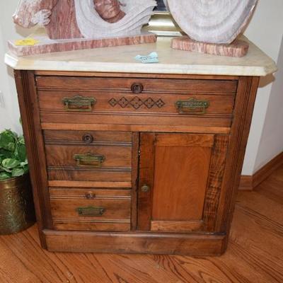 antique cabinet with marble top 
