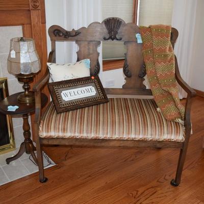 antique cushioned bench 