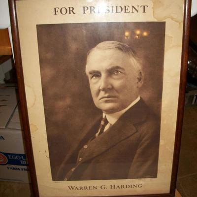 Warren G. Harding For President framed poster