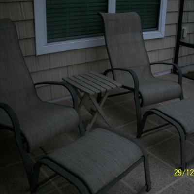 2 - Patio chairs with ottomans