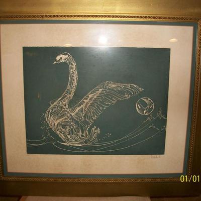 Swan Lithograph, this is signed and numbered.