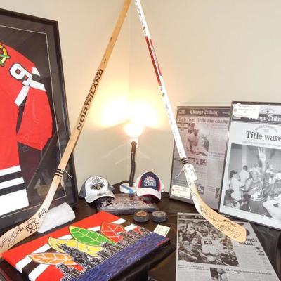 Autographed Blackhawks Hockey Sticks