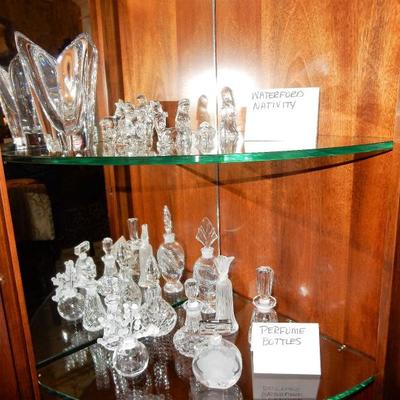 Waterford Nativity, Orrefors Vase and Crystal Perfumes