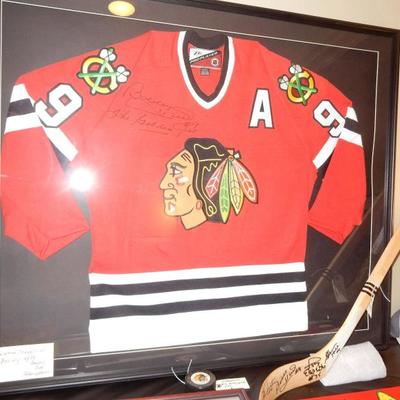 Autographed Bobby Hull Framed Jersey