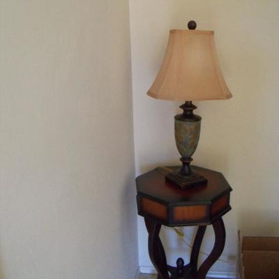 Small entry table and lamp