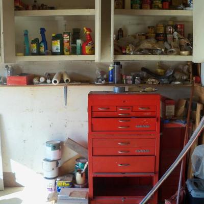 Tool cabinet, garage items