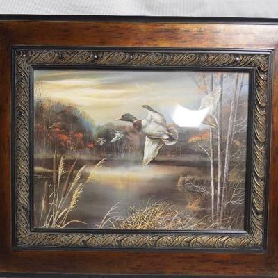 Duck and Pond Painting in Beautiful Wooden Frame- ...
