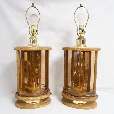 Set of 2 Decorative Floral Wooden Lamps- Great Con ...