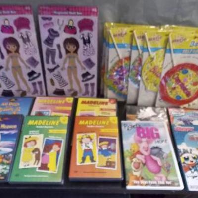 HCC114 Children's DVD's, Magnetic Doll Sets, Balloons 
