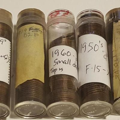 HCC025 Five Coin Tubes US Penny - Wheat, Small Date & More
