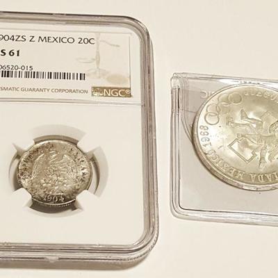 HCC011 NGS Graded Mexico Centanos Silver & Olympic Pesos
