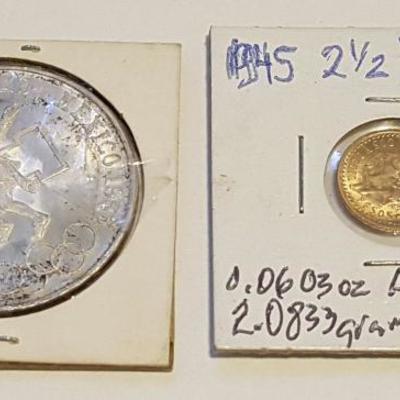 HCC056 1968MD Mexico Olympic Peso & 1945 Gold Peso
