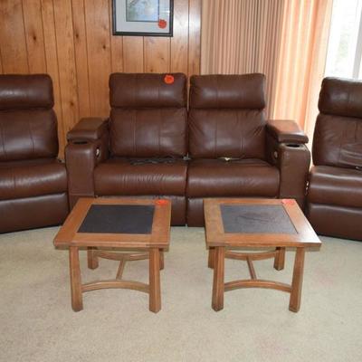 Brown Leather Theater Chairs 