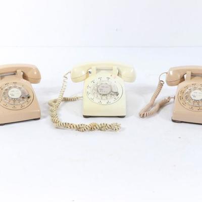 Group Of 3 Rotary Dial Desk Telephones	