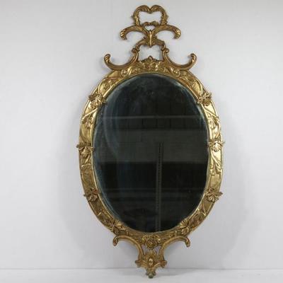 Large Ornate Brass Wall Mirror	
