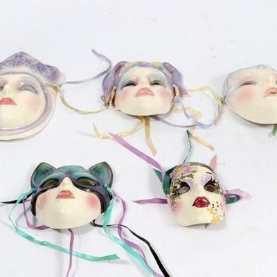 Group Of 5 Ceramic Masks.	