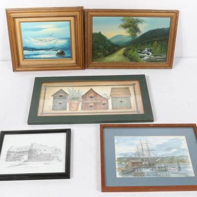 Group Of 5 Pieces Of Framed Art	