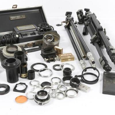 Assortment Of Photography Lenses, Tripods, Adapters And More	