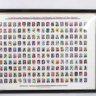 Framed Postage Stamps Commerating Heads Of States Of The World