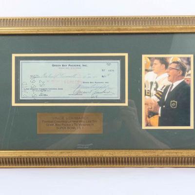 Green Pay Packers Vince Lombardi Signed Payroll Check	