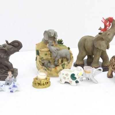 Elephant Fountain And Figurines	