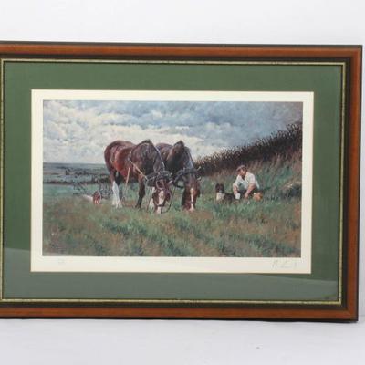 Malcolm Coward Print Of Work Horses Artist Signed And Numbered In Pencil	