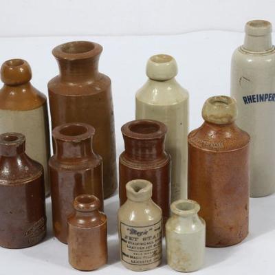 Group Of 11 Antique Stoneware Bottles