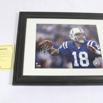 Peyton Manning Autographed Photo In Frame	