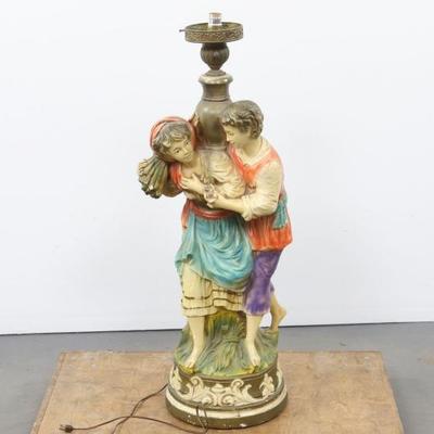 Tall Chalkware Pieri Statue Lamp 