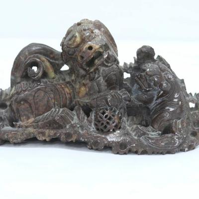 Chinese Soapstone Foo Dog Carving