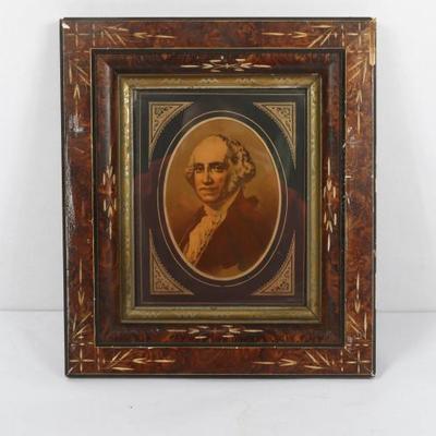 Framed 1800â€™s Stone Lithograph Of George Washington	