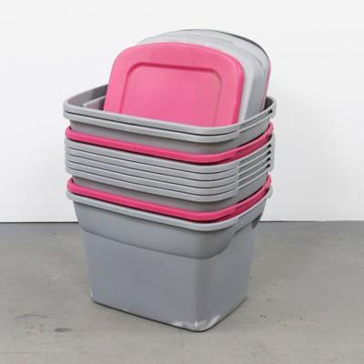 Group Of 10 Storage Totes With Lids	