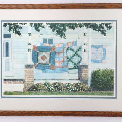 Diane Stewart Print Of Quilts On Line. Signed And Numbered In Pencil By Artist	