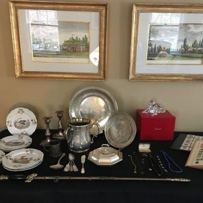 Collectibles including a Baccarat Roaring Lion, Stamps and Coins