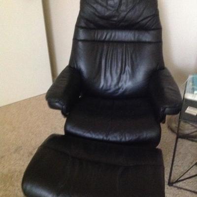 Leather chair and ottoman