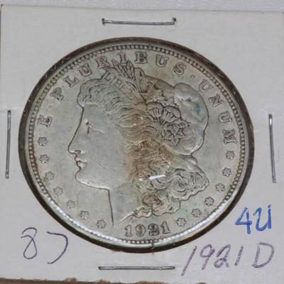 1921 D Morgan Silver Dollar AU