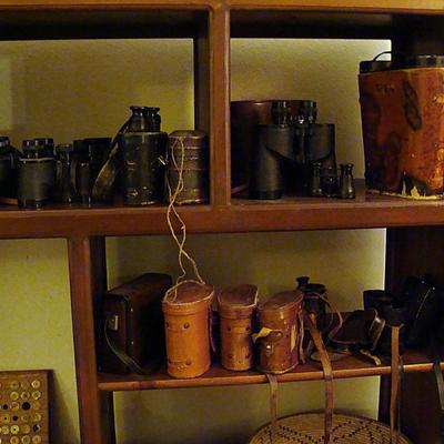 all different types of vintage binoculars