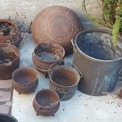 Collection of cast iron vintage pots