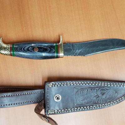 12" Damascus Hunting Knife with Eagle handle