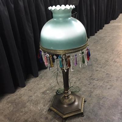 Antique lamp with glass droplets