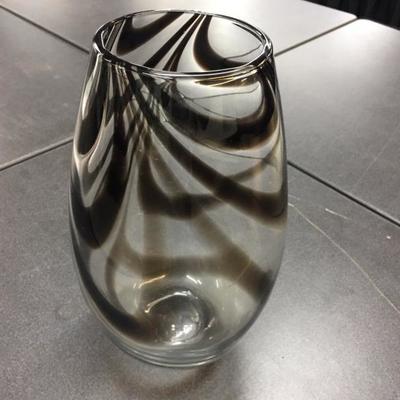 Black swirl glass vase