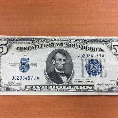 1934A Blue Seal Silver Certificate