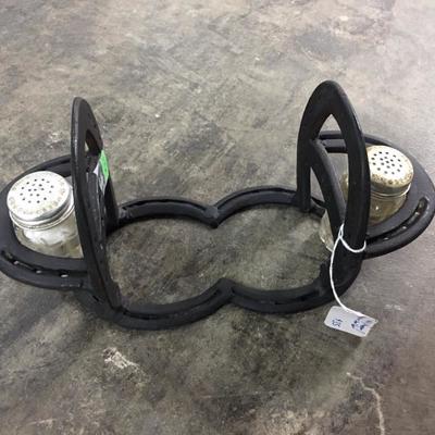 Horseshoe salt and pepper holder