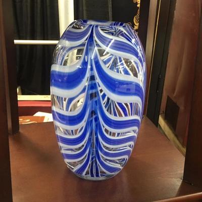 Blue chevron vase