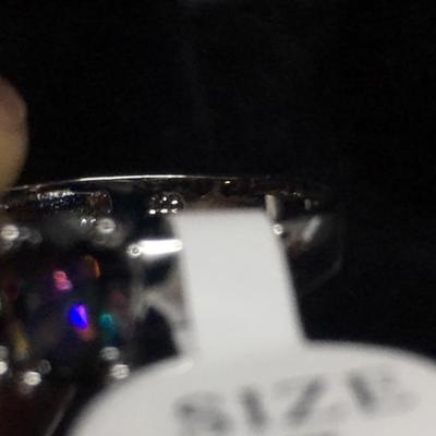 Rainbow Stone Sterling Silver Ring
