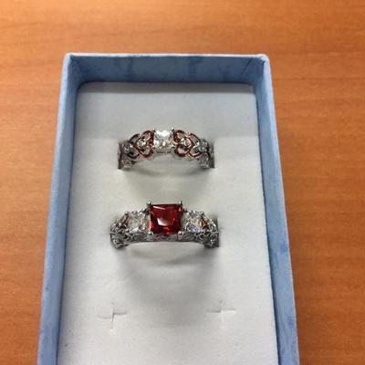 Ruby Red Sterling Silver Set