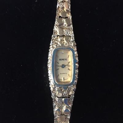 10K Gold Geneva Watch with Diamond